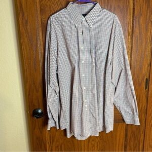 Brooks Brothers Men's Checkered Shirt - Brown and White